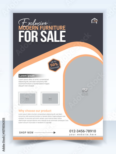 Furniture Interior flyer or poster design template