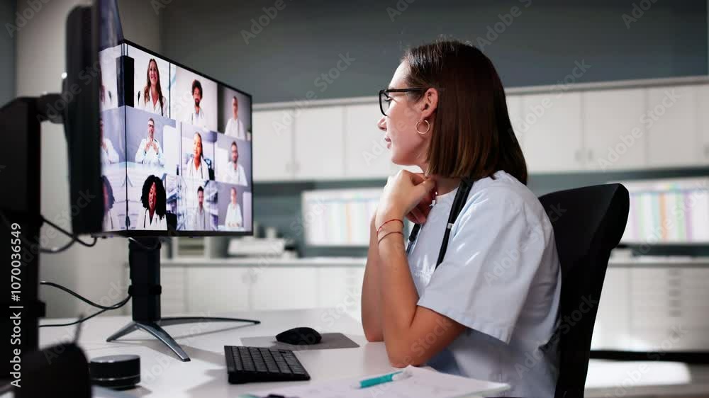 Doctor In Online Video Conference. Medical Webinar Doctor In Online Video Conference. Medical Webinar