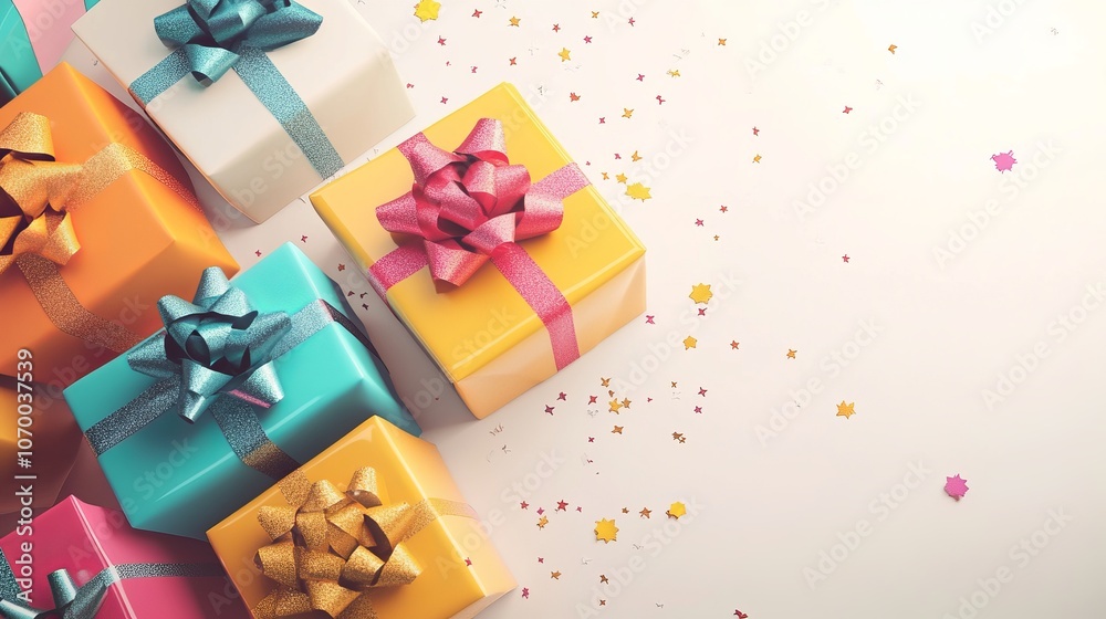 Festive scene: gift boxes on a white background Festive scene: gift boxes on a white background