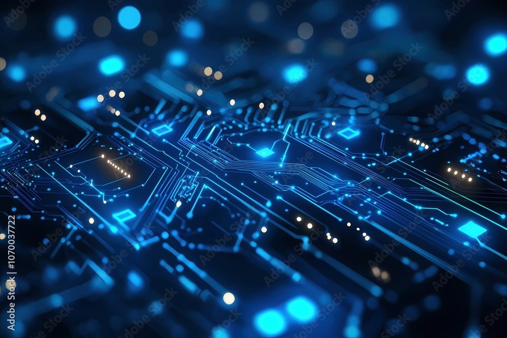 Fototapeta premium Blue circuit board line background
