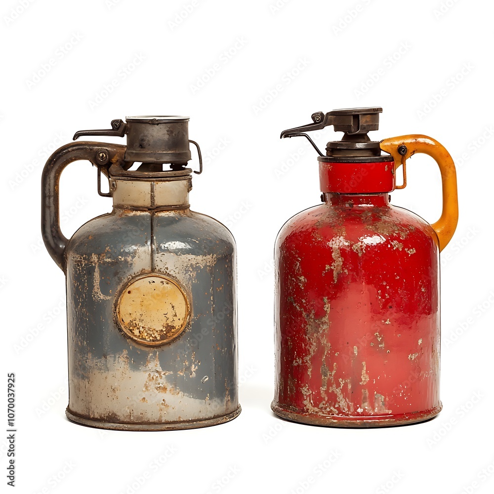 Diesel and Gasoline isolated on white background close up Diesel and Gasoline isolated on white background close up