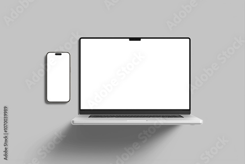 Laptop and Phone Blank Mockup