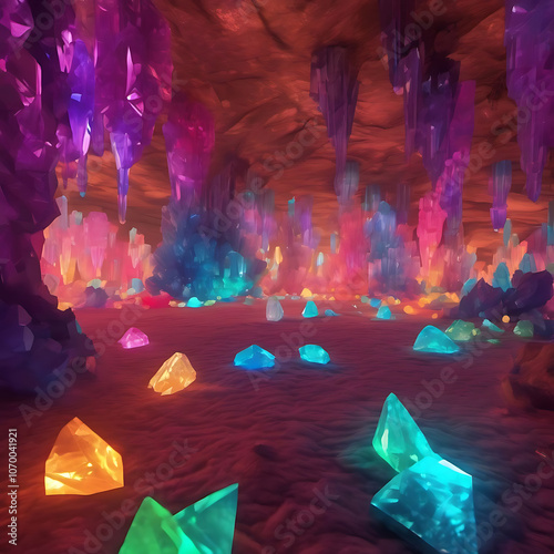 Gem Cave Glowing Fantasy 4k Wallpaper