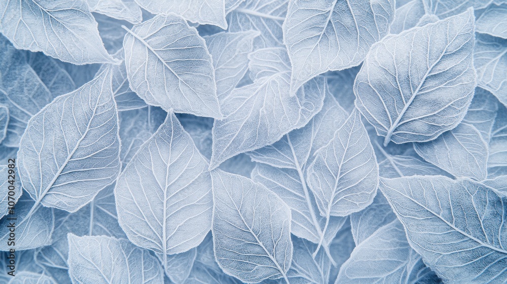 Fototapeta premium A delicate arrangement of translucent white leaves, showcasing intricate veining and soft textures.
