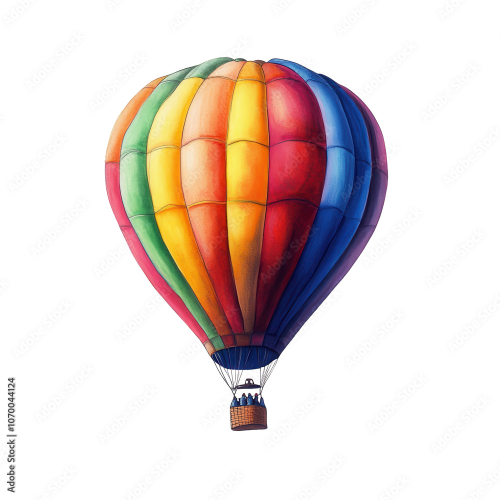 Colorful Hot Air Balloon on White Background Transparent PNG background. Colorful Hot Air Balloon on White Background Transparent PNG background.