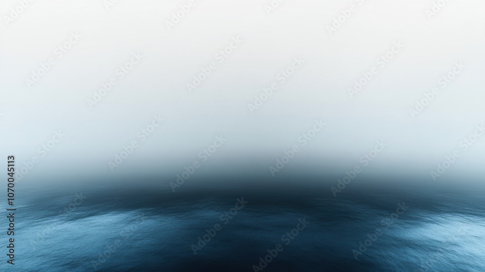 Serene ocean water blending into a soft, foggy horizon, evoking calmness and tranquility in a blue and white color palette. Serene ocean water blending into a soft, foggy horizon, evoking calmness and tranquility in a blue and white color palette.