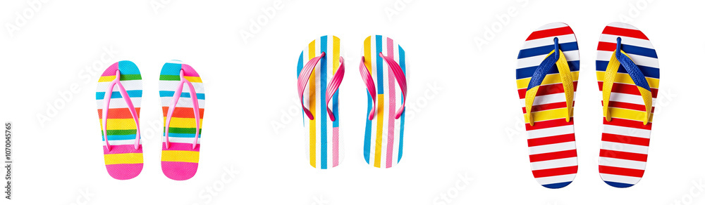 A colorful striped flipflop isolated on a transparent background A colorful striped flipflop isolated on a transparent background