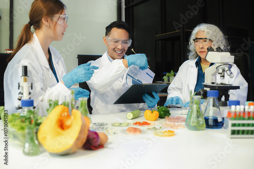 Microbiologist Working on Molecule Samples in Modern Food Science Laboratory.