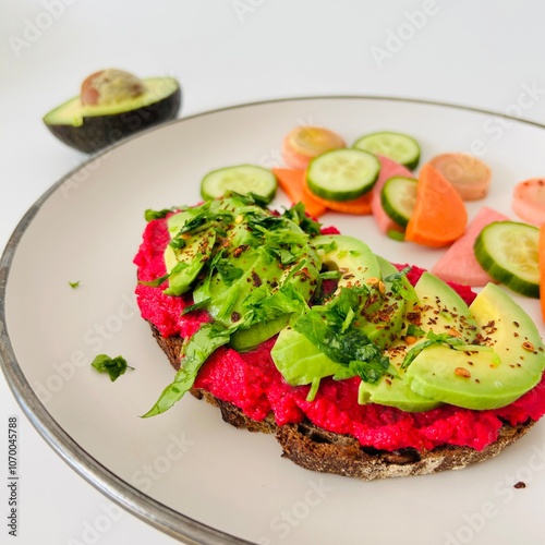 Wallpaper Mural Toast with Beet Hummus with Avocado and Veggies Torontodigital.ca
