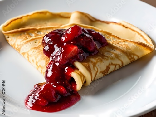 pancakes with strawberry jam