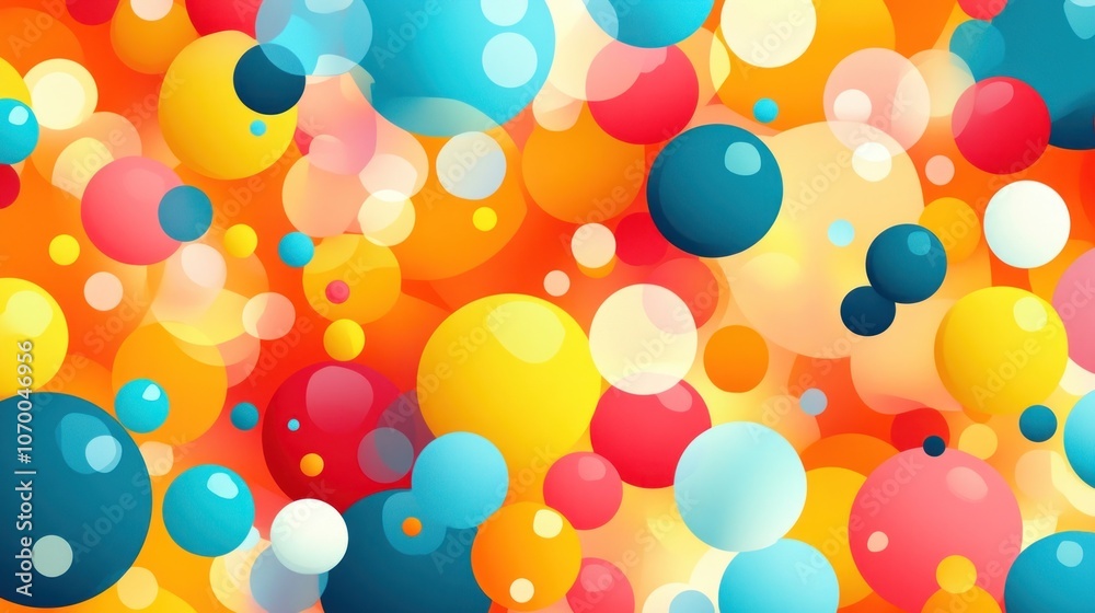 Colorful abstract background with overlapping circles in blue, yellow, red, and white against an orange background. Colorful abstract background with overlapping circles in blue, yellow, red, and white against an orange background.