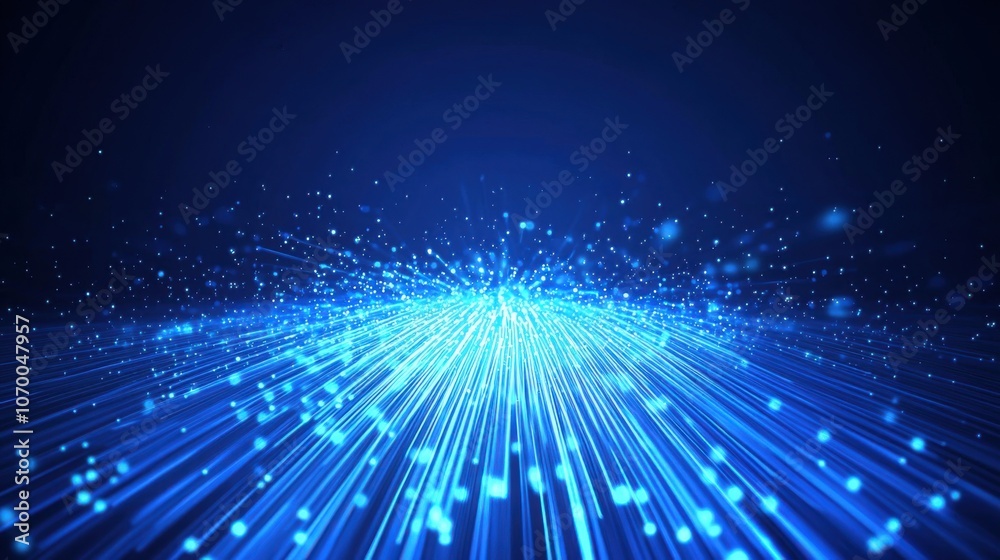 Dynamic blue light rays creating a mesmerizing digital landscape of glowing particles and energy. Dynamic blue light rays creating a mesmerizing digital landscape of glowing particles and energy.