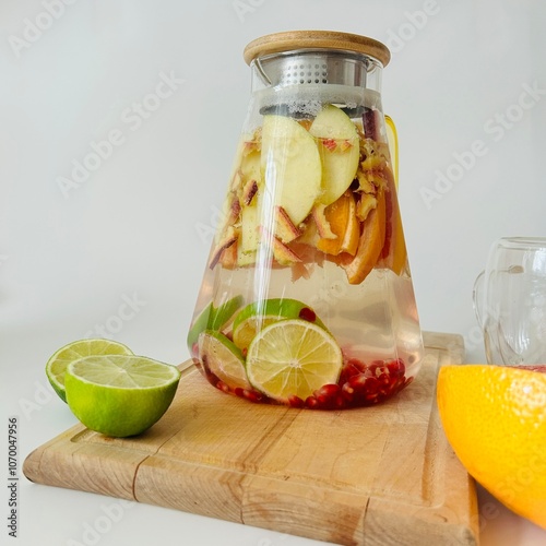 Wallpaper Mural Jug of Tasty Citrus Tea with Lime and Apples Torontodigital.ca