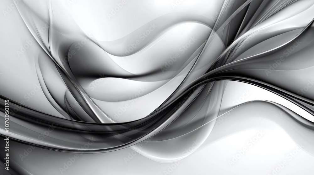 Obraz premium Abstract swirling waves in varying shades of black and white create a fluid and dynamic composition.