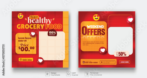 Set of Shopping mall product promotion catalog social media post template design