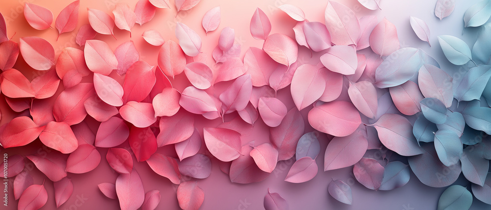 Obraz premium Pink and Blue Leaves Gradient Background.
