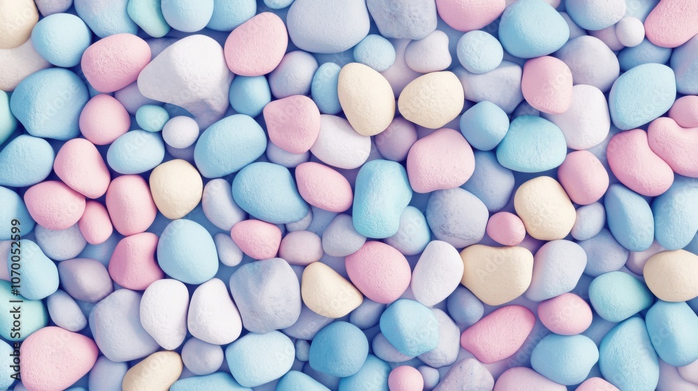 A vibrant arrangement of pastel-colored pebbles in soft shades of blue, pink, and yellow, creating a serene visual. A vibrant arrangement of pastel-colored pebbles in soft shades of blue, pink, and yellow, creating a serene visual.