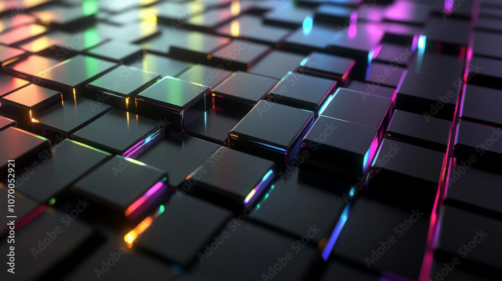 Obraz premium Modern Dark geometric pattern with rainbow lines background