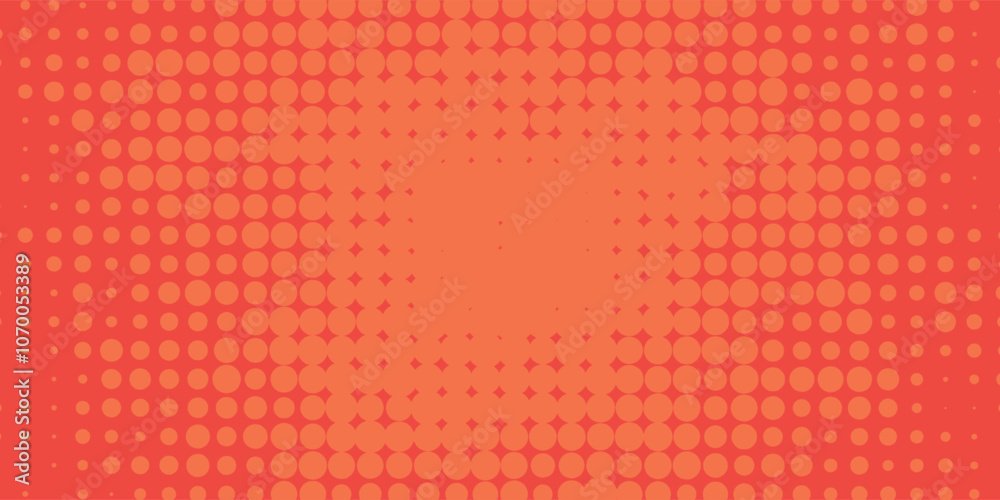 Pop art background orange and red color dot haltone retro style vector illustation full hd