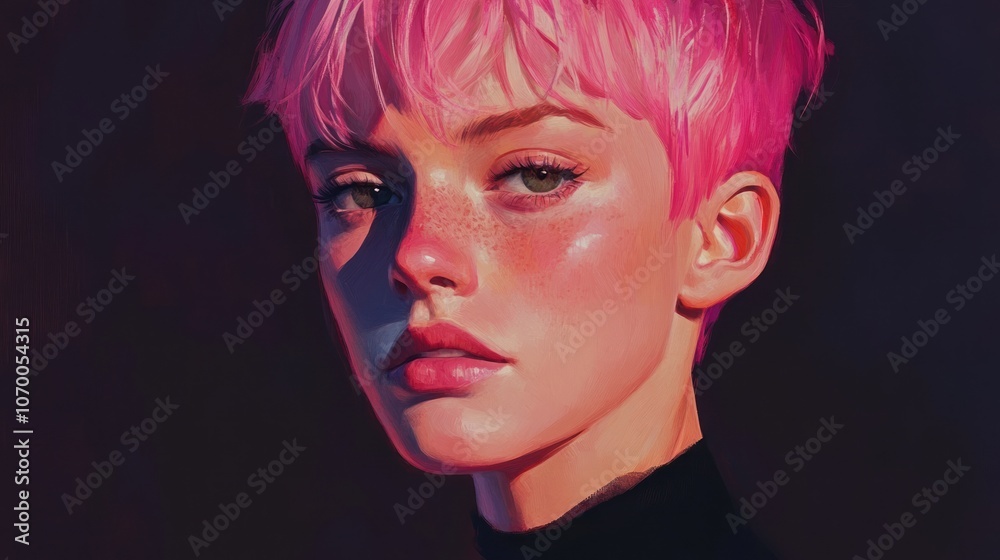 Pink Haired Woman Portrait Pink Haired Woman Portrait