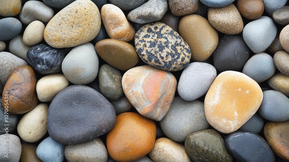 A diverse assortment of smooth, rounded stones in various colors and textures, creating a natural mosaic effect. A diverse assortment of smooth, rounded stones in various colors and textures, creating a natural mosaic effect.