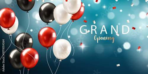 Design your opening card with beautiful business banner vector illustration balloons.