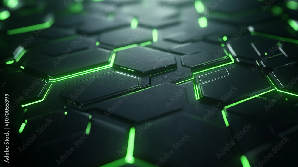 Modern Dark hexagonal with green lines background Modern Dark hexagonal with green lines background