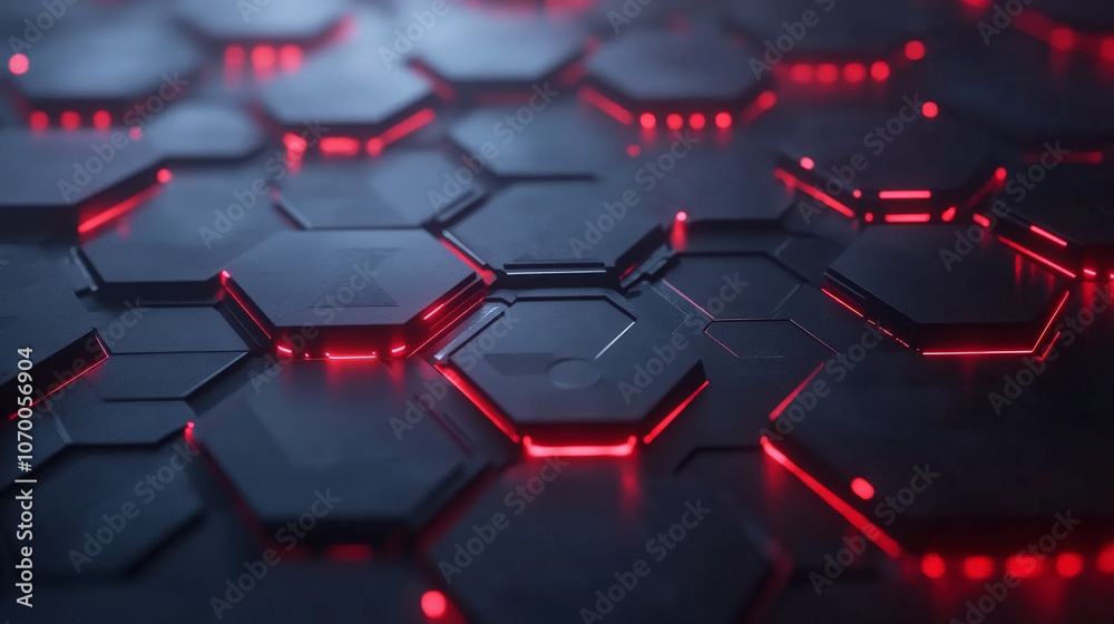 Modern Dark hexagonal with red lines background Modern Dark hexagonal with red lines background
