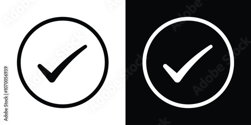 Checkmark simple circle icon set