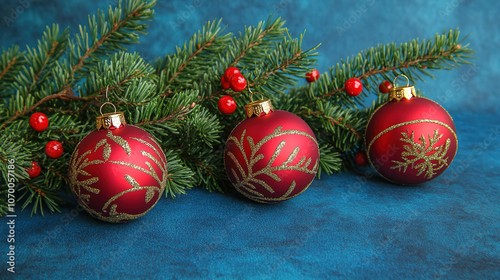 Christmas card with brightly colored balls and a branch of a Christmas tree. Christmas card with space for inscription. Christmas card with brightly colored balls and a branch of a Christmas tree. Christmas card with space for inscription.