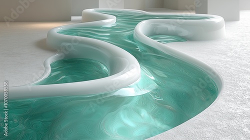 Abstract image of water flowing in a pool to show the concept of serenity and luxury
