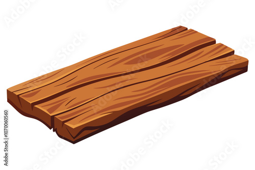 Rustic Wooden Plank with Natural Grain & Knots - Perfect for Organic Texture in Design, Isolated on White Background.