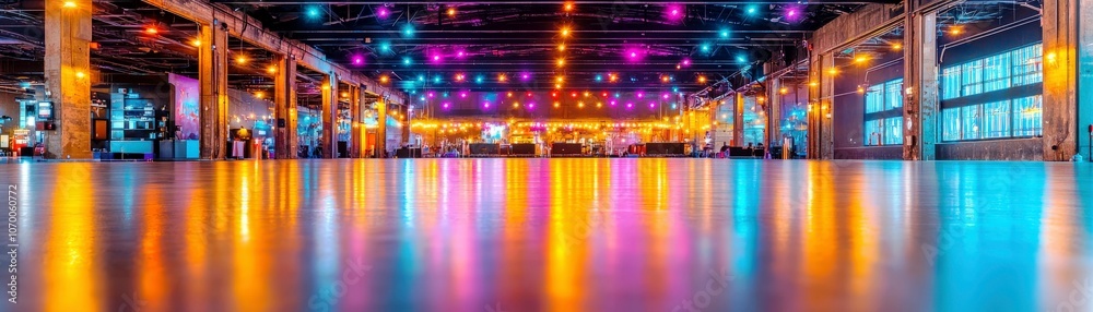 Colorful Lights in an Empty Warehouse Space Colorful Lights in an Empty Warehouse Space