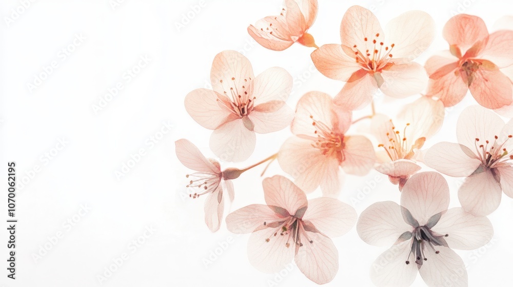 Watercolor illustration spring blossom flowers in pastel tones with delicate petals isolated on white background Watercolor illustration spring blossom flowers in pastel tones with delicate petals isolated on white background
