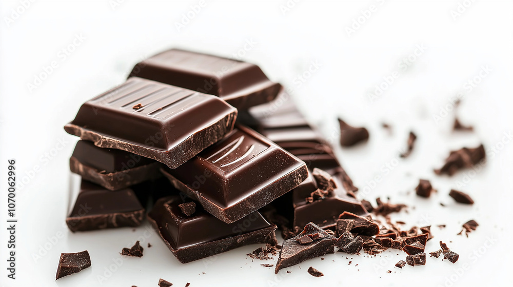A Taste of Indulgence Rich Dark Chocolate on a Clean Background A Taste of Indulgence Rich Dark Chocolate on a Clean Background