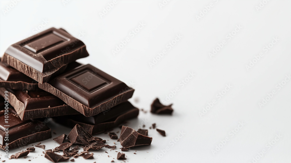 Luxury in Every Piece Dark Chocolate Isolated on White Luxury in Every Piece Dark Chocolate Isolated on White