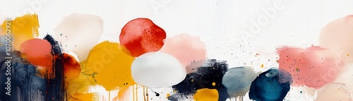 Vibrant Watercolor Abstract Painting with Colorful Dots