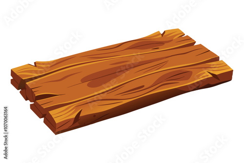 Rustic Wooden Plank with Natural Grain & Knots - Perfect for Organic Texture in Design, Isolated on White Background.