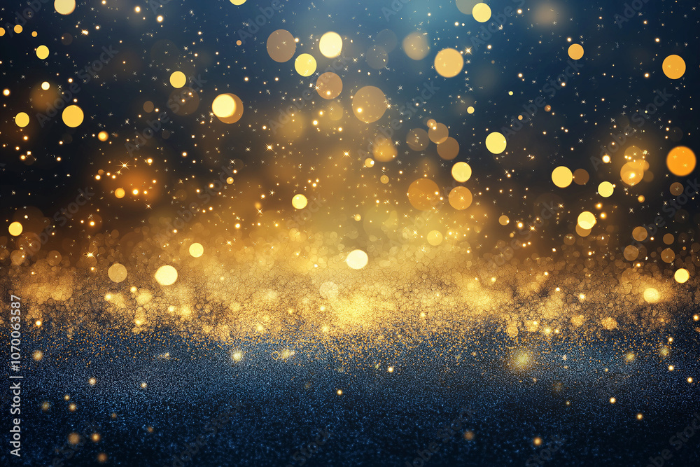 Obraz premium Mesmerizing display of golden blue bokeh lights 