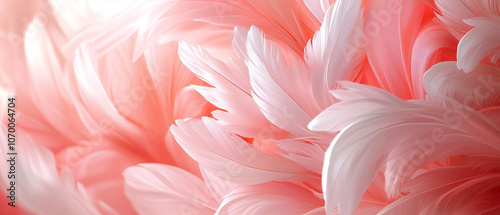 Pink and White Feathers Abstract Background.