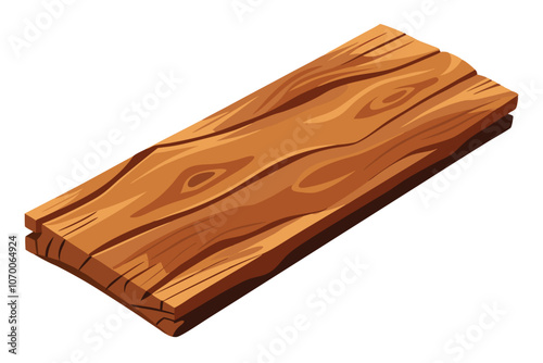 Rustic Wooden Plank with Natural Grain & Knots - Perfect for Organic Texture in Design, Isolated on White Background.