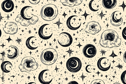 pattern seamless Linocut friendly