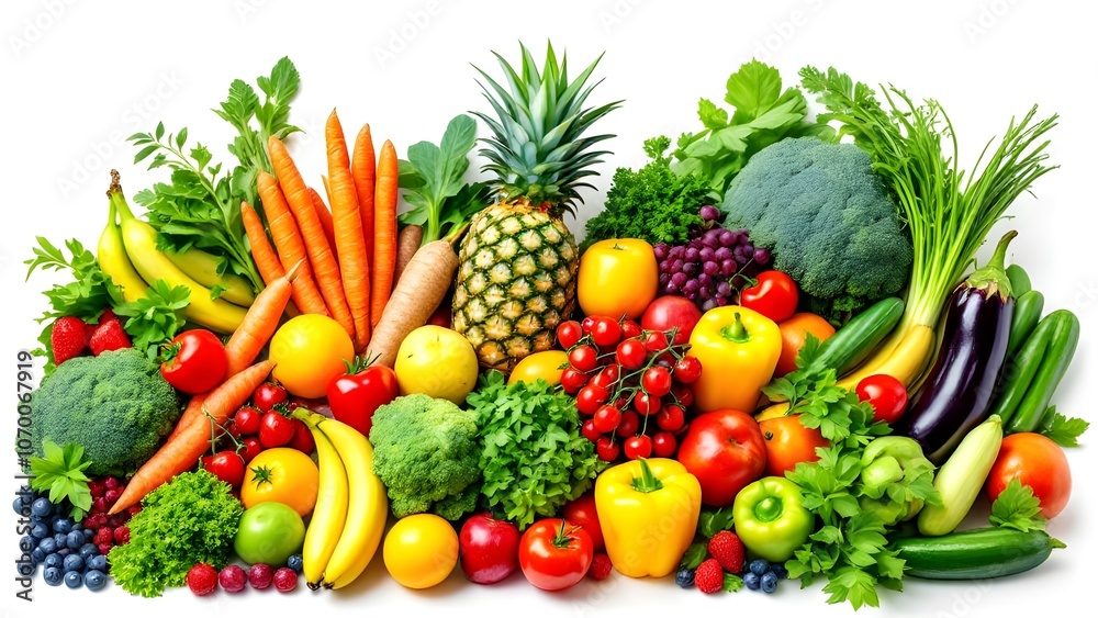 Colorful Collection of Fresh Produce: Fruits and Vegetables