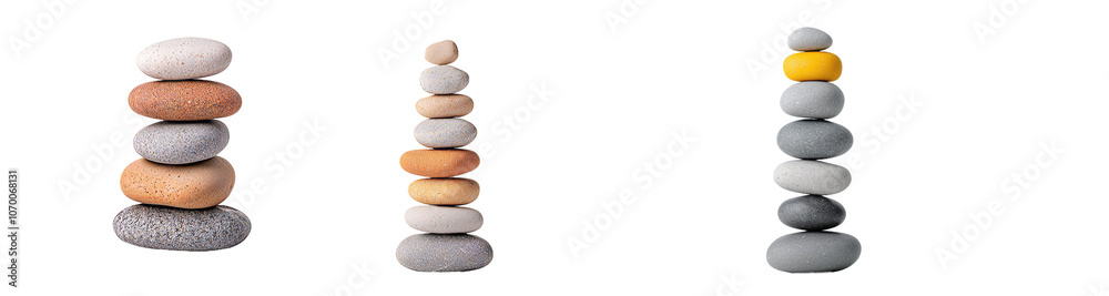 A natural stack of smooth stones in a balanced arrangement, ideal for meditation and decorative purposes. Isolated on a transparent background. A natural stack of smooth stones in a balanced arrangement, ideal for meditation and decorative purposes. Isolated on a transparent background.