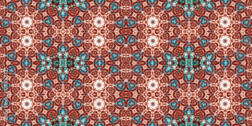 Seamless kaleidoscope pattern. The texture of the woven pattern. Endless pattern