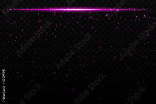 Purple sparkling light effect with subtle glowing particles on a dark background, ideal for sci-fi, cosmic, or night sky themes. The horizontal beam adds a dynamic futuristic feel.