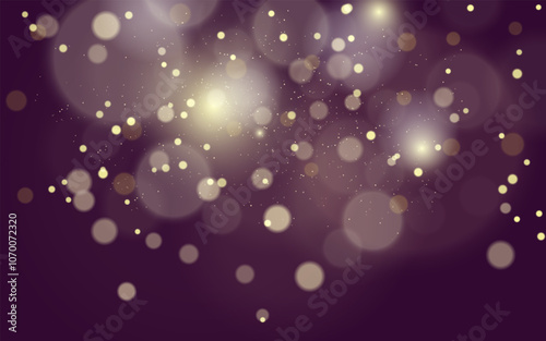 Golden bokeh lights on a dark background, creating a magical and festive atmosphere. Sparkling light effect with subtle glowing particles on a dark background