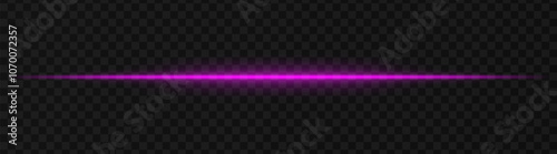 Intense purple horizontal light beam effect on a transparent background, ideal for sci-fi themes, digital design elements, or futuristic visual effects.