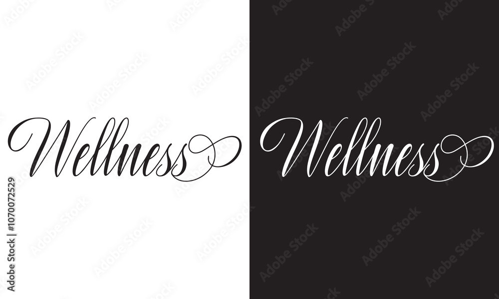 WELLNESS white and black brush lettering on white and black background. EPS 10 WELLNESS white and black brush lettering on white and black background. EPS 10