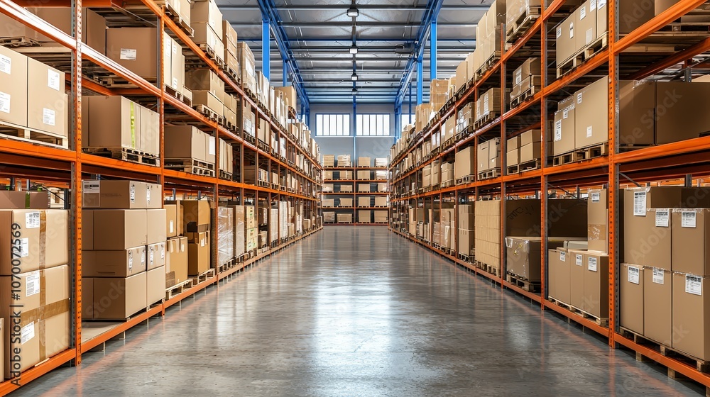 Inventory shelves in a wearhouse Inventory shelves in a wearhouse